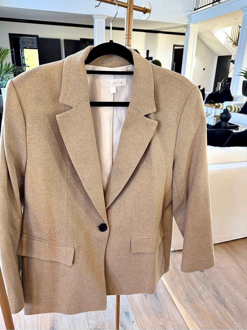 Zara Textured Blazer in Brown Like New
